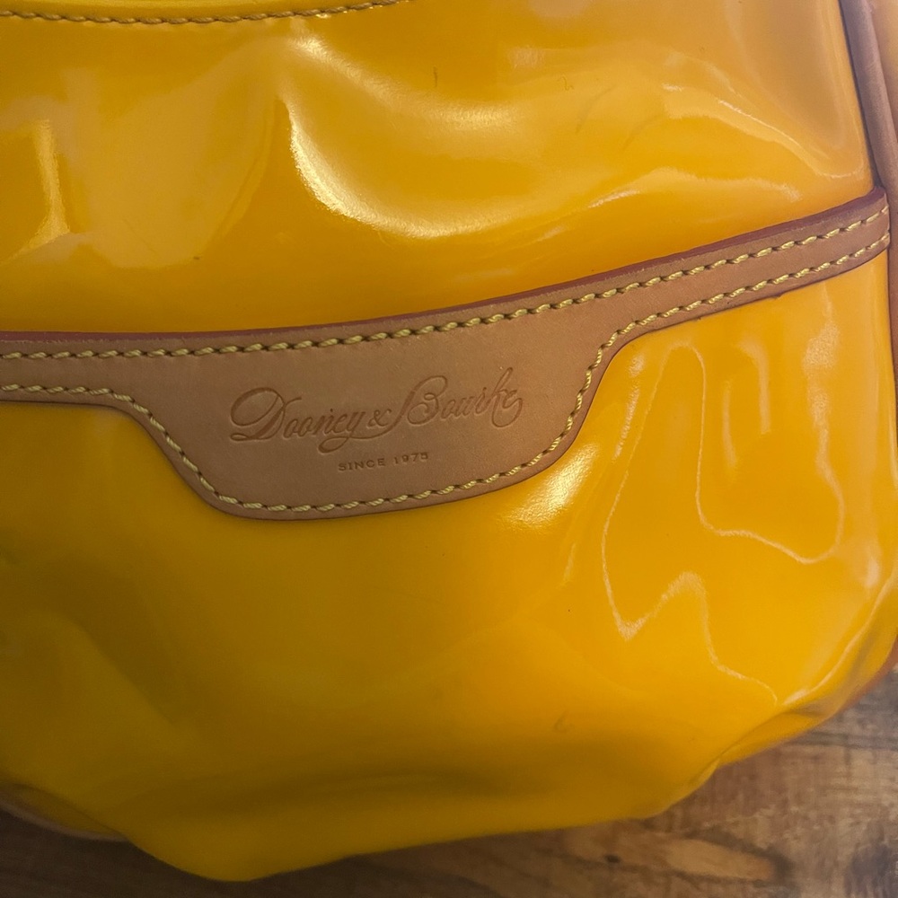 Dooney & Bourke Glossy Yellow and Tan Shoulder Bag - Picture 8 of 8